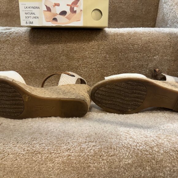 Lucky Brand Kyndra Open Toe Ankle Strap Wedge Sandal/8.5/Natural Soft Linen - Picture 5 of 5